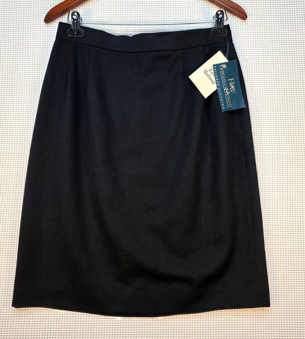 NWT‎ Vintage Hawksley & Wight Black Wool Skirt Size 12 Tailored Pencil Deadstock